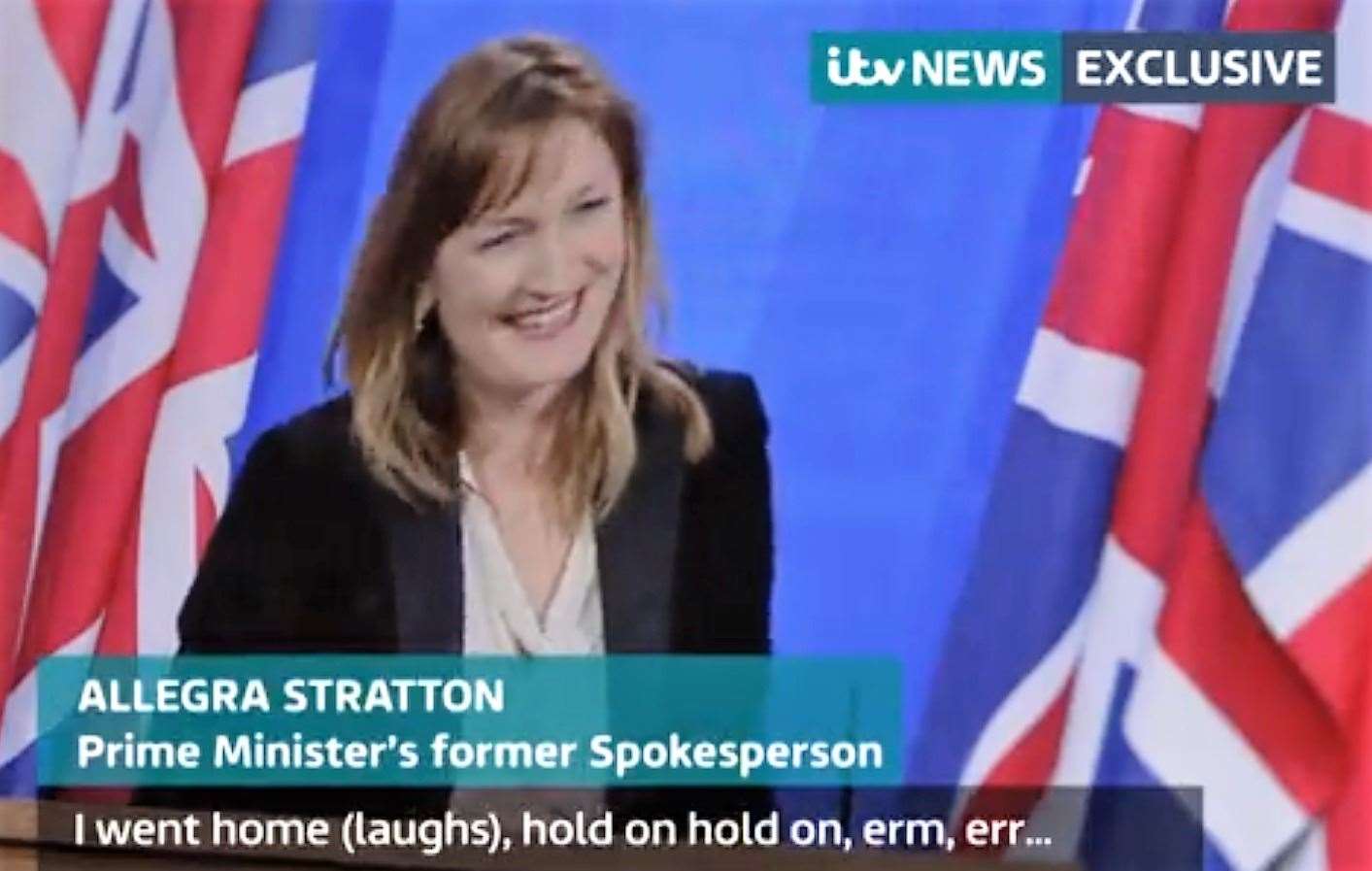 Allegra Stratton, the PM's former spokesperson, taking part in a press conference rehearsal in December 2020 in which she is asked about rumours of a Downing Street Christmas party. The footage was leaked to ITV News