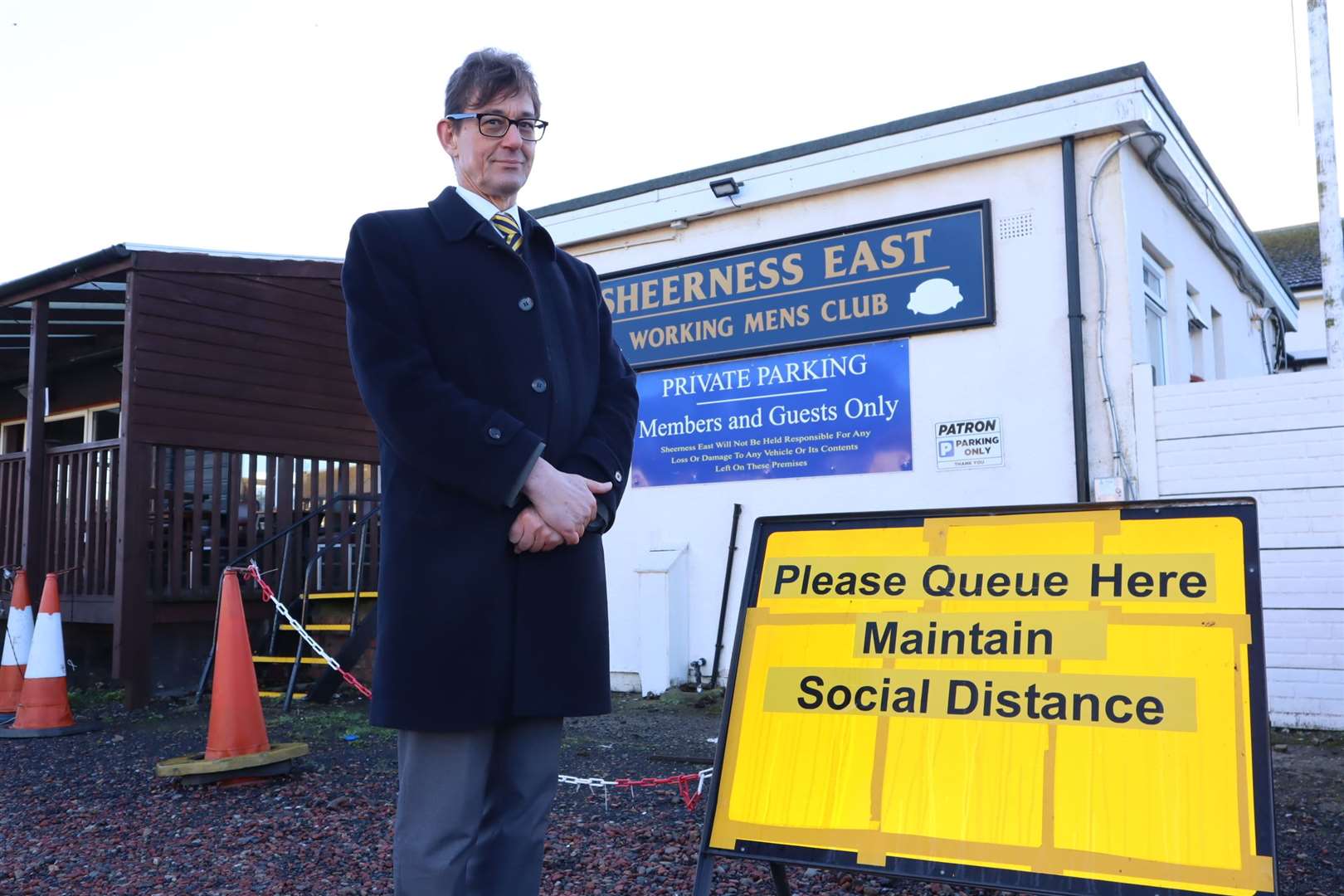 Kent's director of public health Andrew Scott-Clark outside Sheerness East WMC, Halfway, which opens as a mass public test centre on Friday