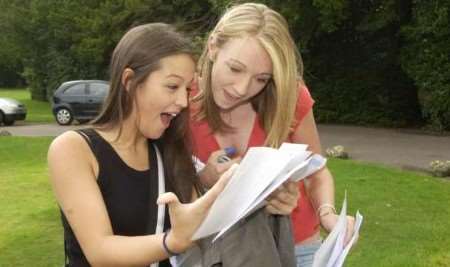 GOOD RESULT!: Students at Combe Bank School at Sundridge, Katy Wilson, left, and Sophie Boyd. Picture: BARRY CRAYFORD