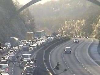 M25 blocked between J4 (Bromley) and J5 (Sevenoaks) after a crash. Picture: National Highways