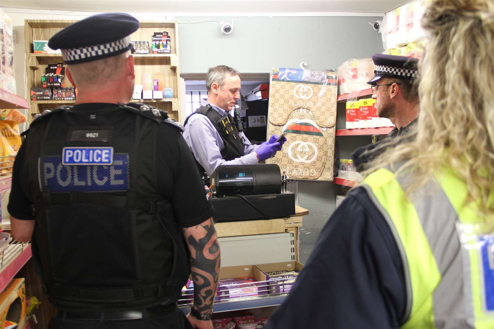 Officers at the 5* Eastern European Mini Supermarket, Parrock Street. Picture: Gravesham Borough Council