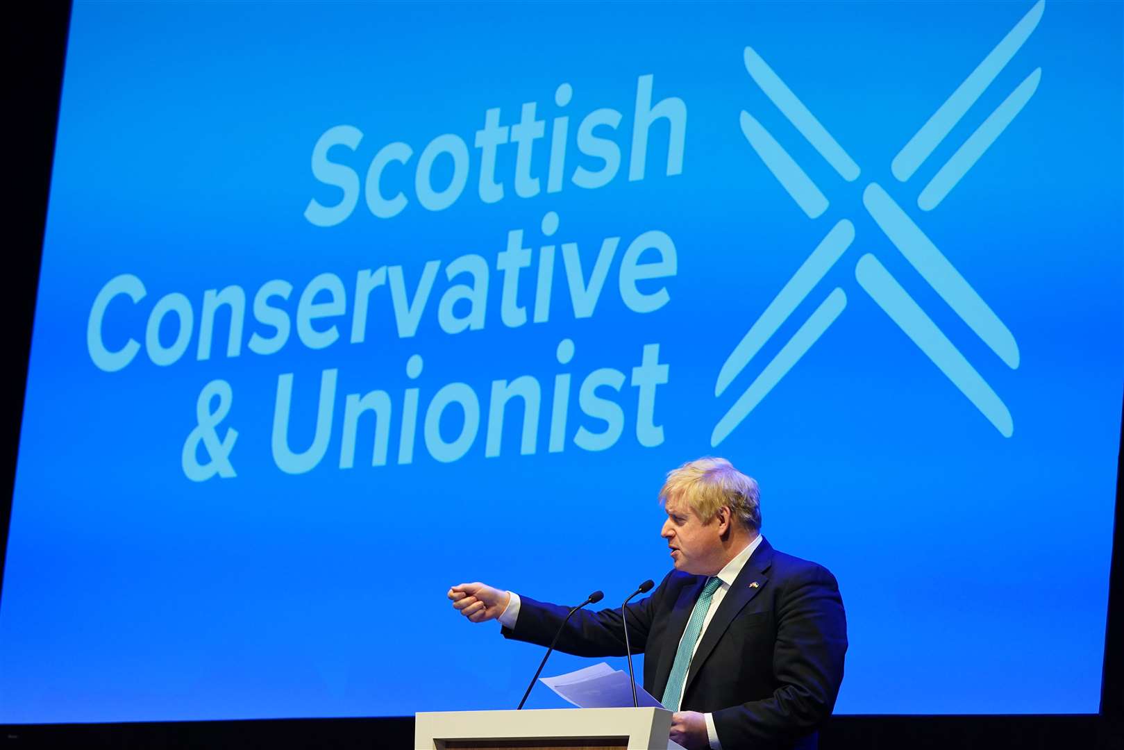 Boris Johnson speaking during the Scottish Conservative Conference in Aberdeen. (Andrew Milligan/PA)