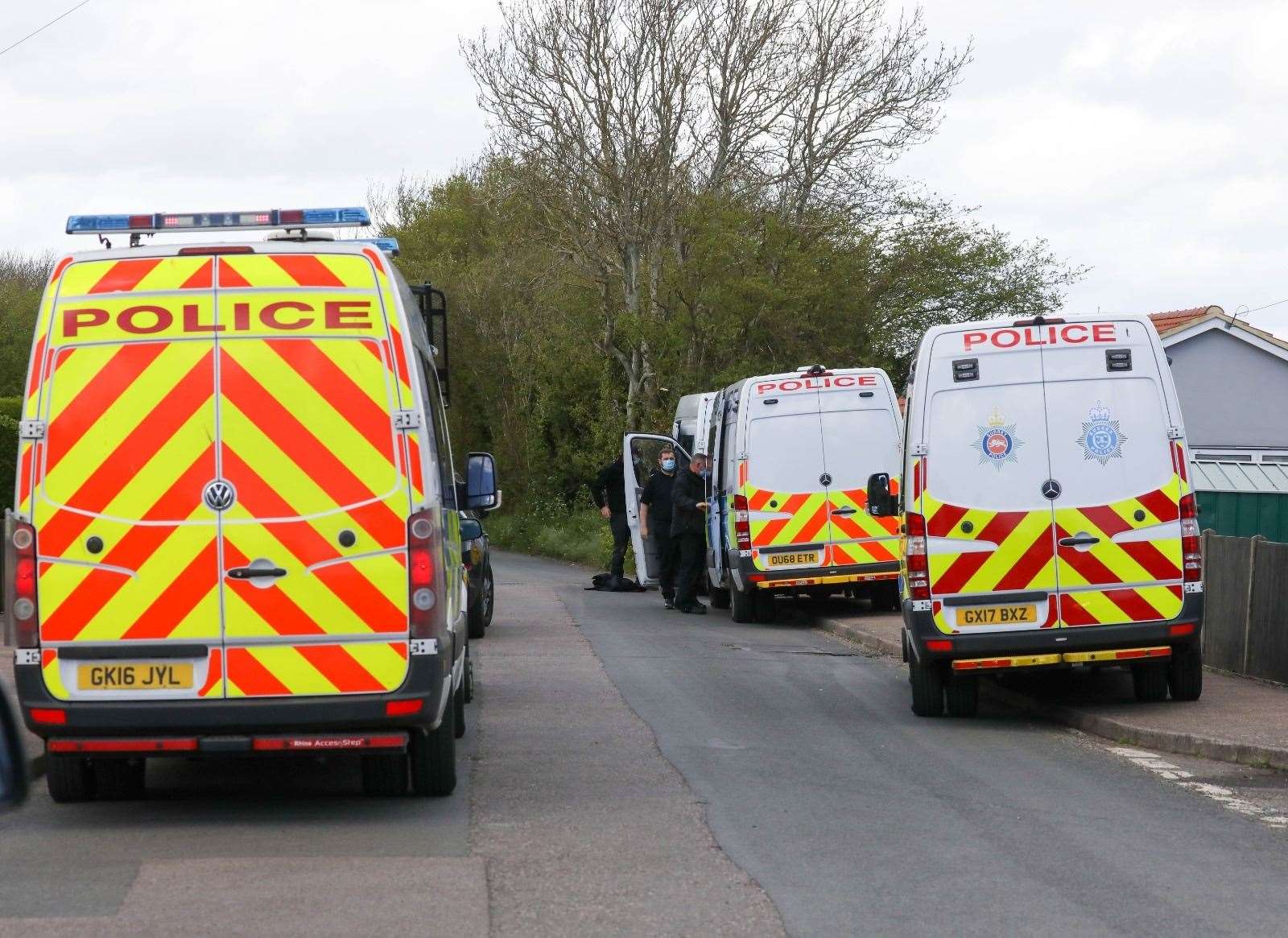 Police officers searching in Aylesham as part of the Julia James murder investigation. Picture: UKNiP