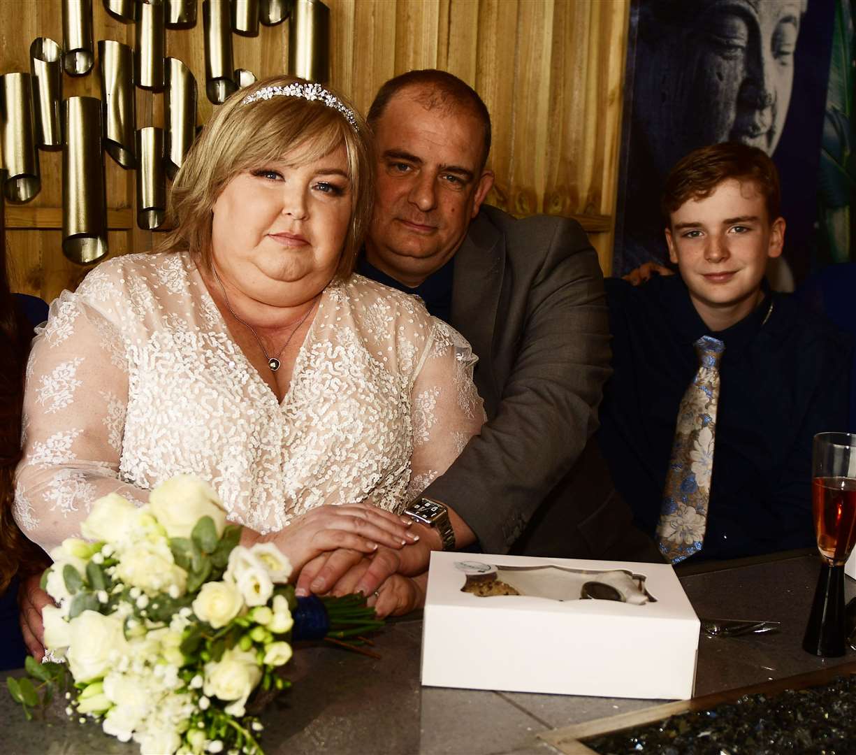 Newlyweds Linda and Mark with son Riley. Picture: Barry Goodwin.