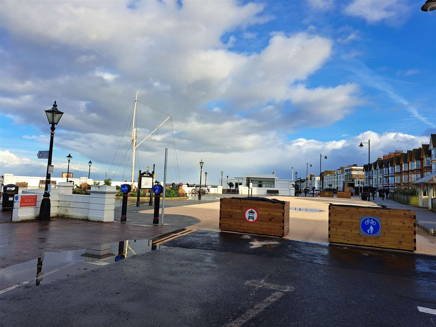 Central Parade, Herne Bay, is now blocked by planters, meaning motorists can no longer drive the full length of the seafront