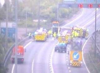Emergency services at the scene. Picture: Highways England.
