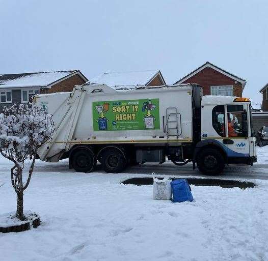 Medway Council says icy conditions have delayed some waste collections. Image: Medway Council