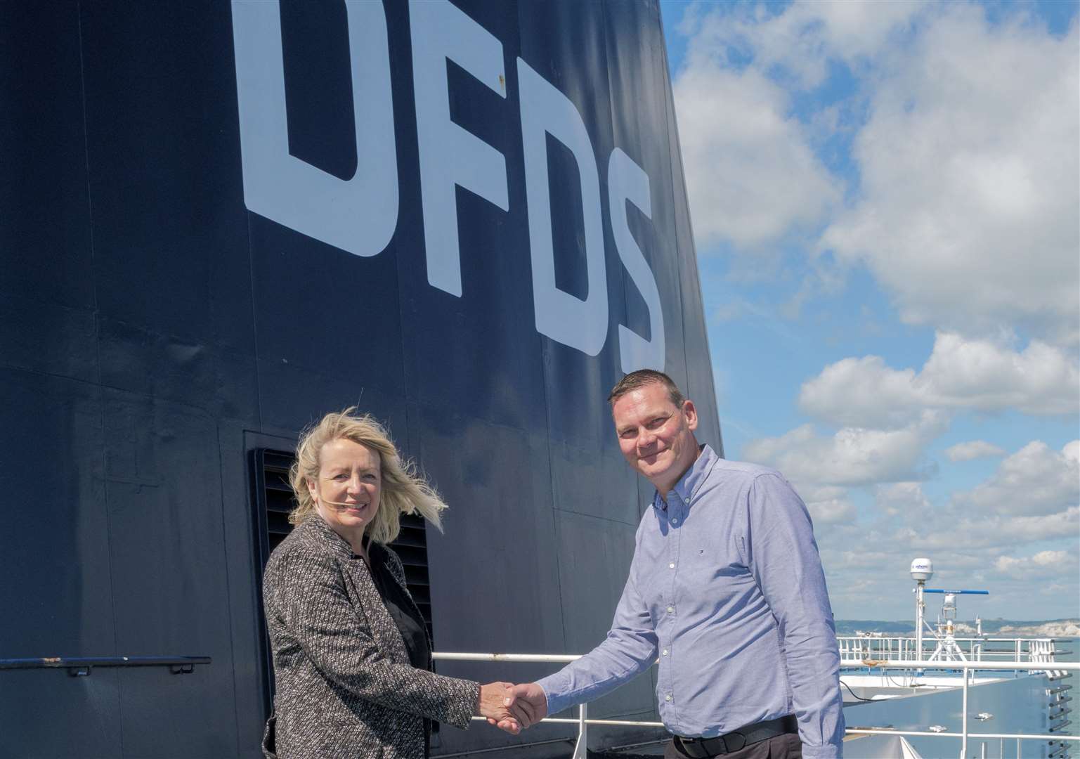 Kent chief exec Darryl Haden with Christine Burke, partnership manager at DFDS