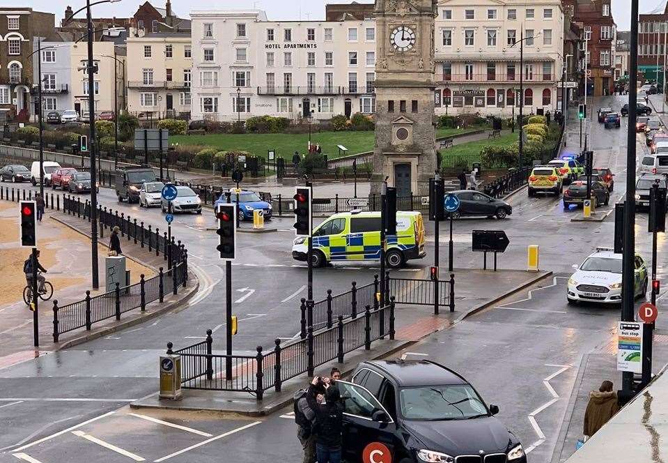 A large police presence in Marine Terrace on Margate seafront. Picture: Thanet from My Perspective