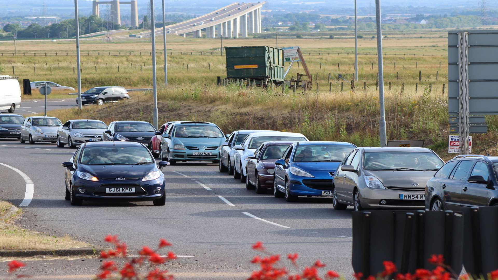 Traffic jams on Sheppey at Cowstead Corner