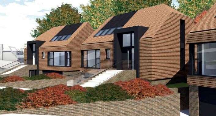 A bid to replace one bungalow with three “huge” houses on the edge of ancient woodlands in Kent is set for approval despite fears over traffic. Photo: Photo: Beau Architecture