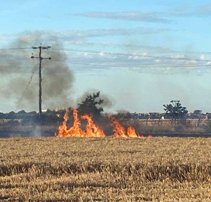 Crop fires have been experienced in parts of Kent for the last few days, including this one in Birchington. Picture: Manston Matthew