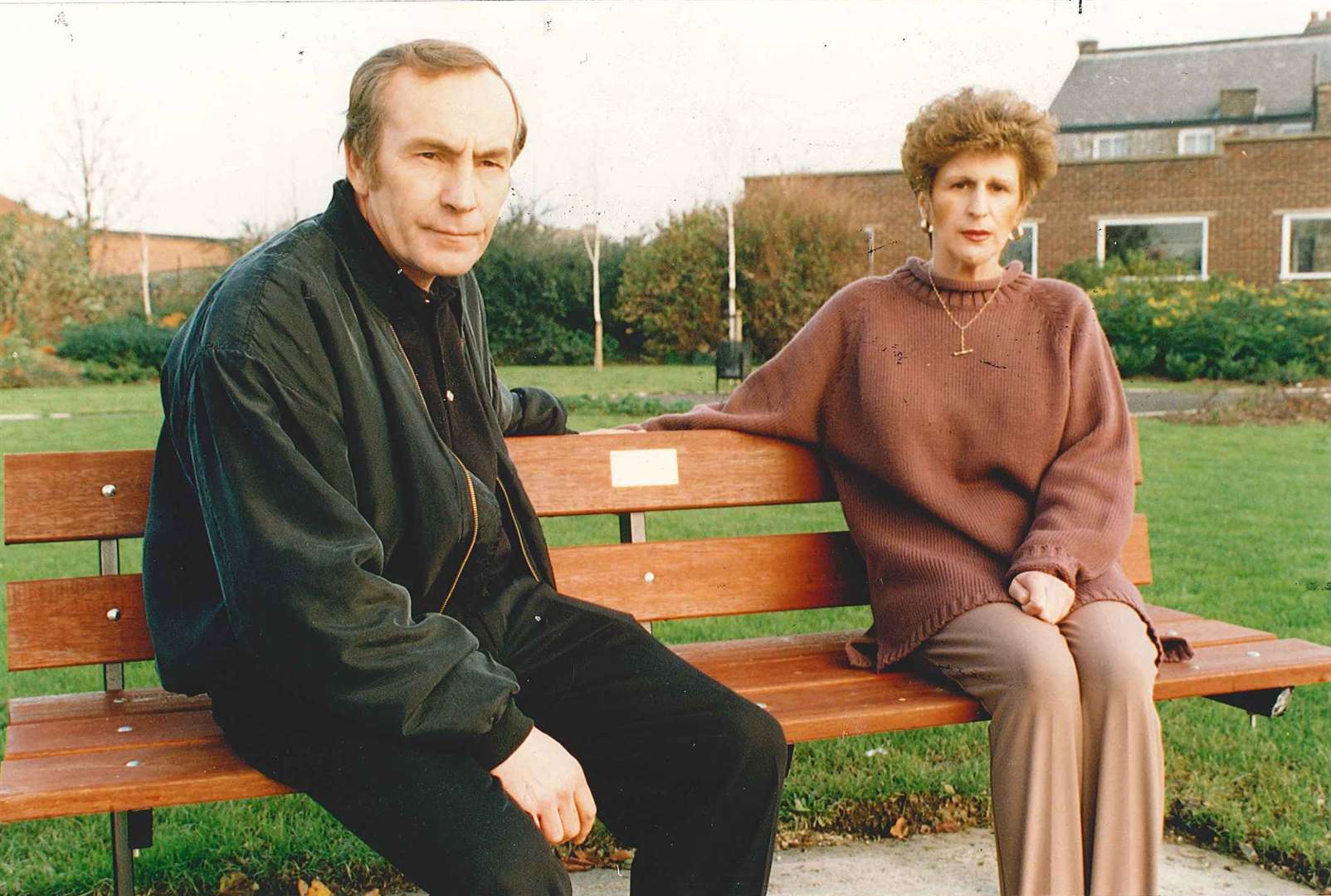 Cliff and Linda Tiltman at the bench in memory of their daughter