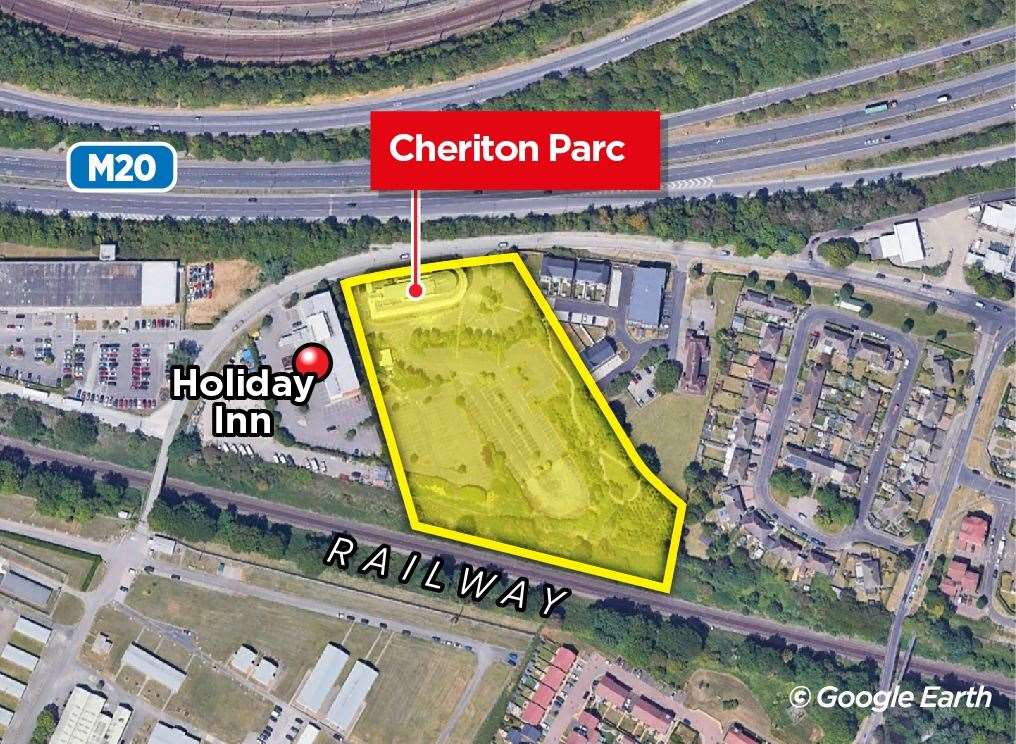 The Cheriton Parc site sits next to the M20