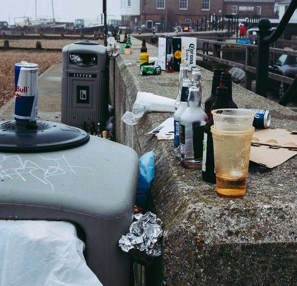 Whitstable residents have complained that the seafront was littered with rubbish following the weekend. Picture: Darren Packman