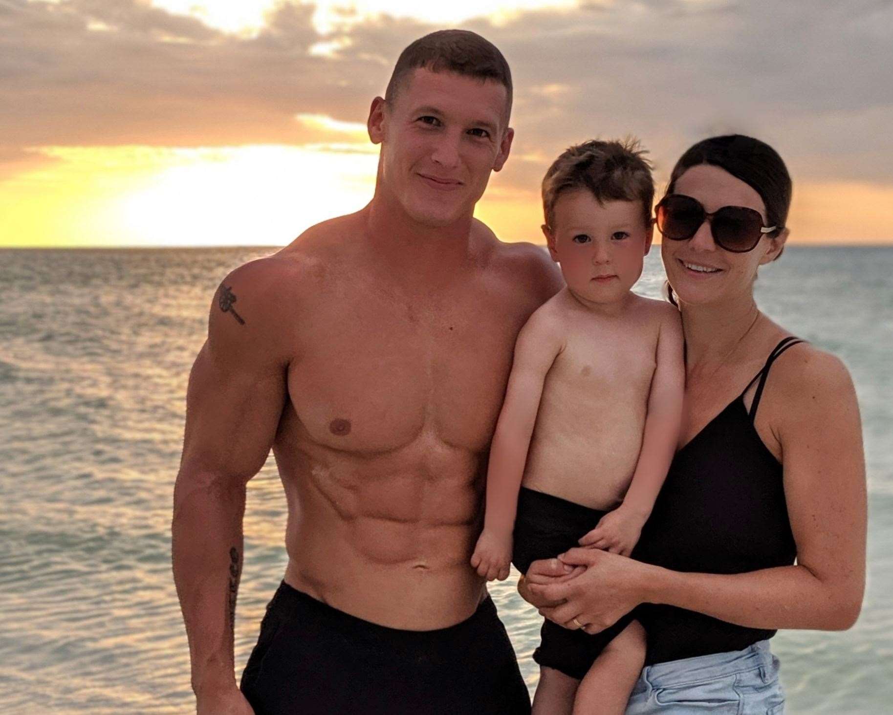 Matt Morsia on holiday with his wife Sarah and their son Luca