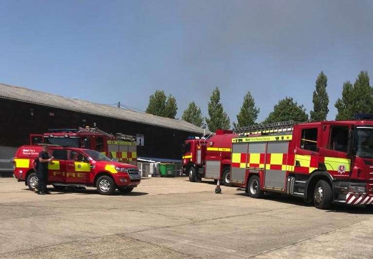 About 20 firefighters battled the blaze yesterday in soaring temperatures