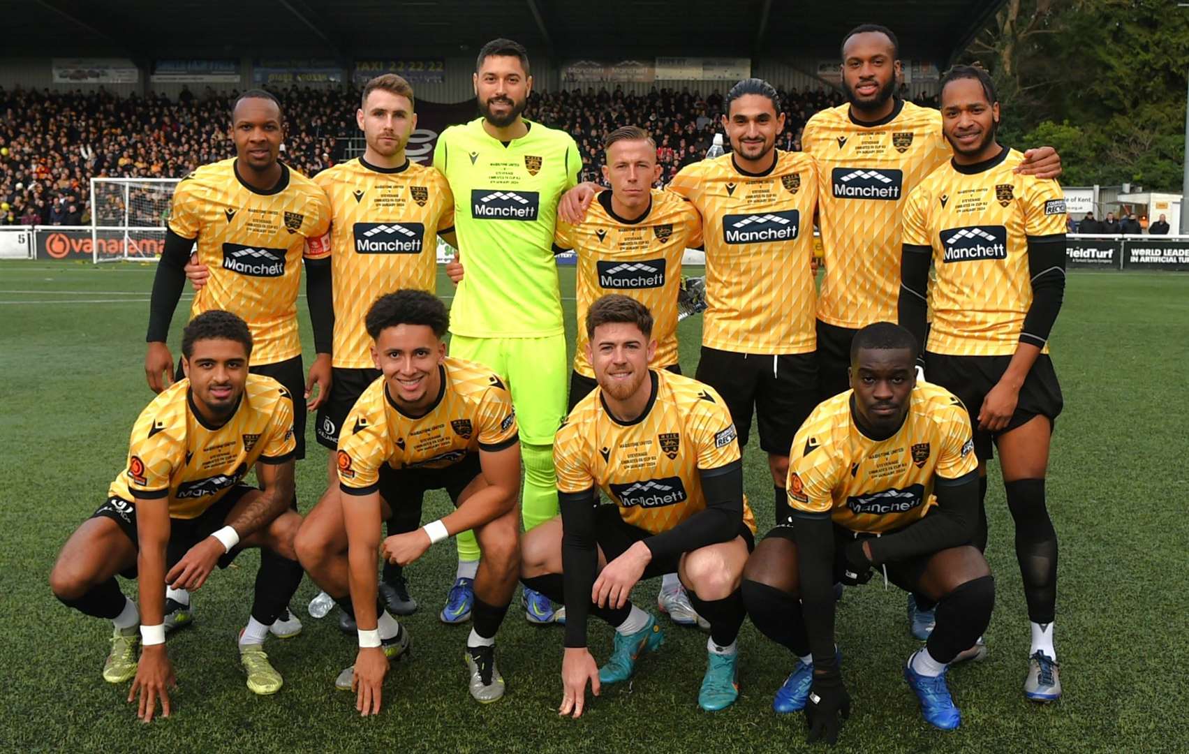 Maidstone United, pictured before their historic win over Stevenage. Picture: Steve Terrell