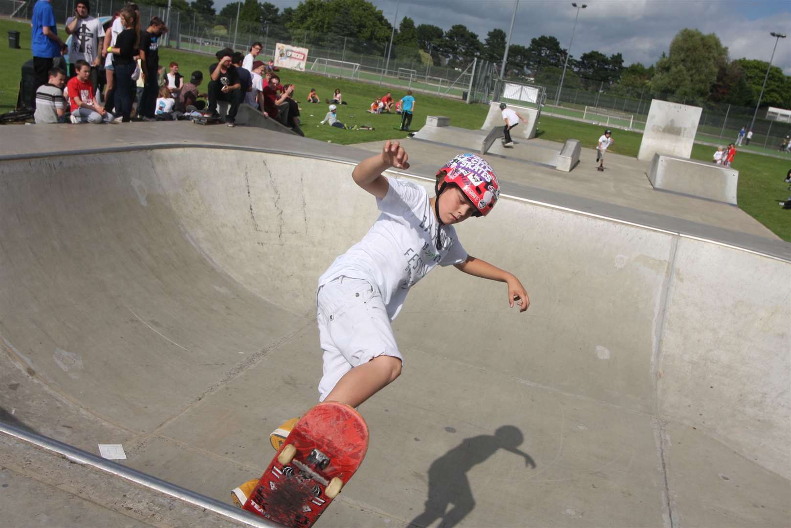 A skateboarding contest at the park in 2011