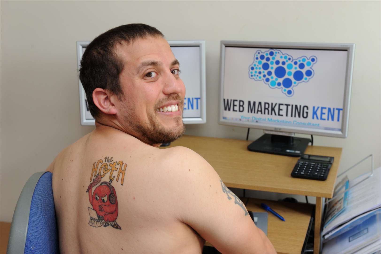 Andy Palmer got a company logo tattoo in order to get free web credits to use