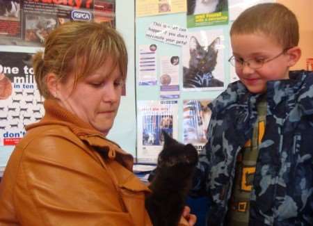 Suzie and Jack Jeffreys with 10-week old kitten DJ at the Stanhope community day.
