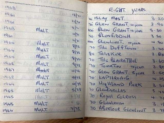 Mr West kept a notebook cataloguing his collection