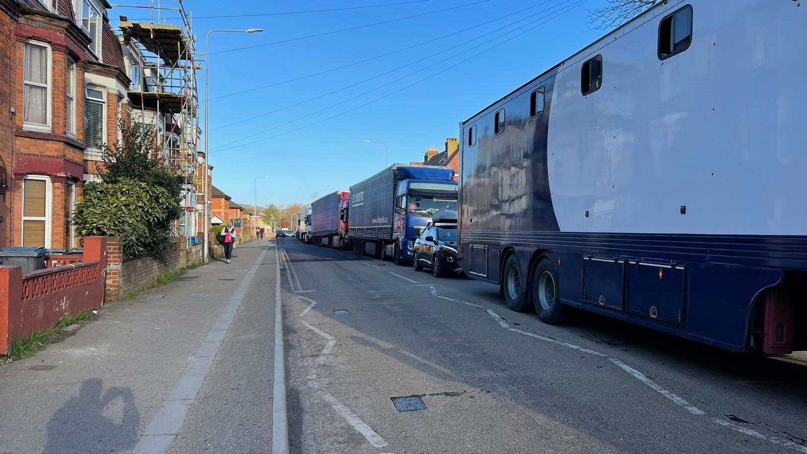 Lorries going nowhere in the streets of Dover. Picture: UKNIP