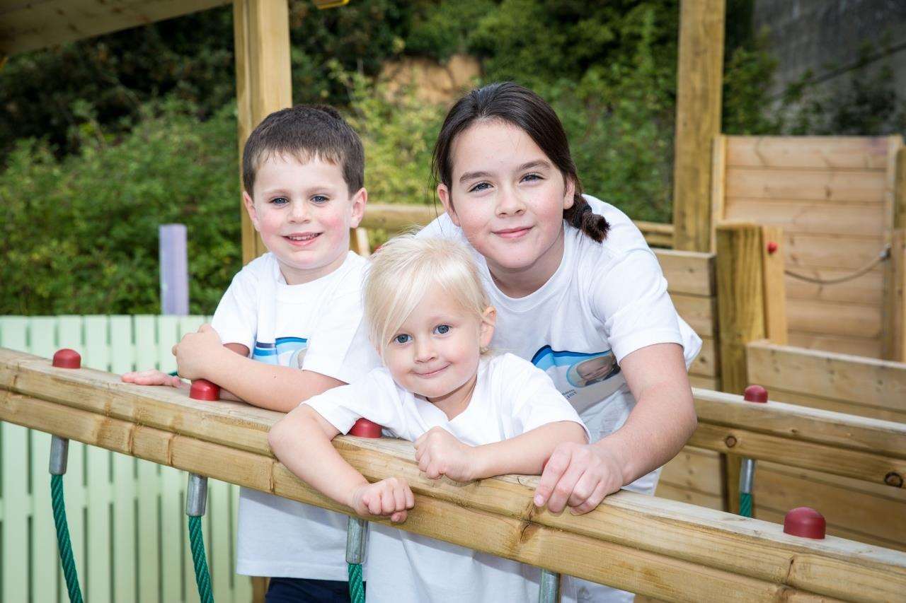 Young members of Alfie’s family, Joseph Todd, four, Tilly O’Leary, 11, and Sky Stephens, three, enjoy making the most of the new playground (4459783)