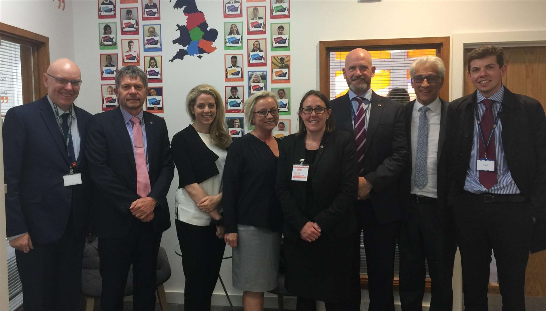 Tina Lee is appointed new principal at the Oasis Isle of Sheppey Academy. From the left, Phil Beaumont, Graham Tuck, Carly Mitchell, Kirstie Fulthorpe, Tina Lee (centre), Oasis chief executive oficer John Murphy, founder Steve Chalke and Matt Tiplin. (sub) (2325868)