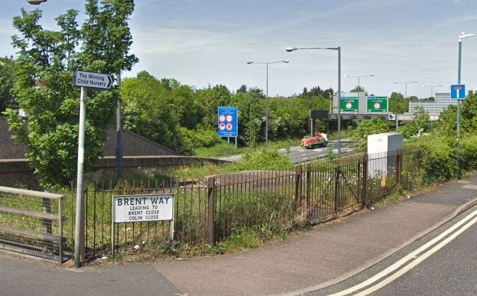 The entrance to Brent Way overlooks the heavily congested trunk of road leading to the Dartford Crossing. Photo: Google