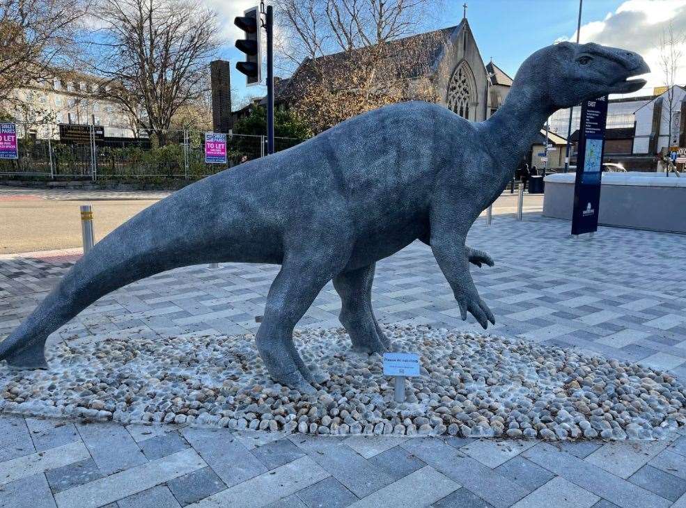 Iggy the dinosaur at Maidstone East Station