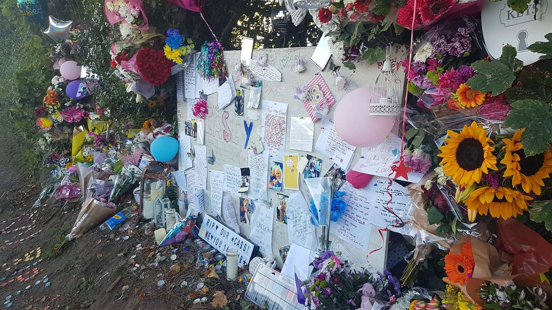 Tributes at the scene of the crash in Womenswold