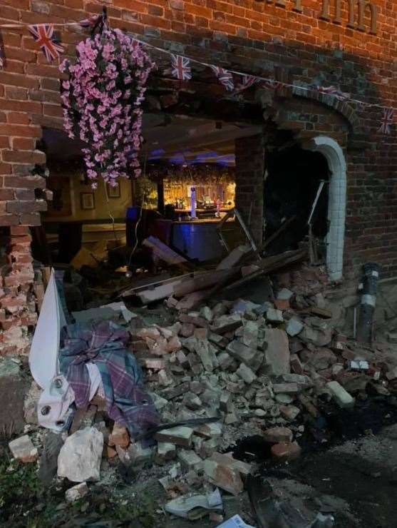 The Swan Inn in Ashford suffered substantial damage during the incident