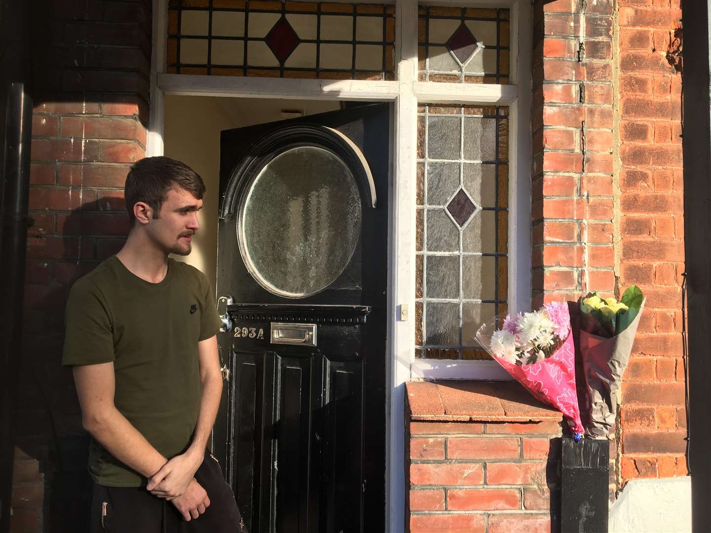 Residents of the house bought some flowers in memory of Shaun Wright