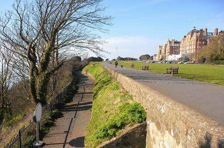 Pathway opposite The Grand leading from The Leas down to the coastal park.