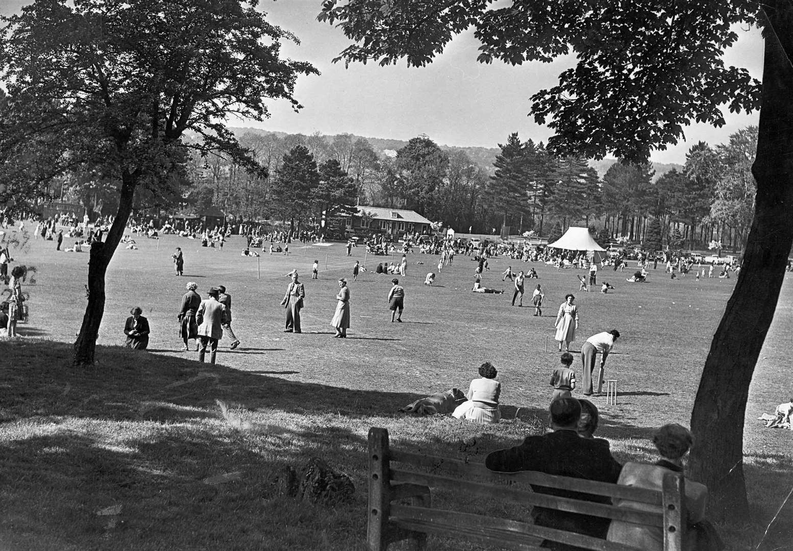 A relaxed group of families enjoying themselves in 1956 at Penenden Heath - which was once the site of Maidstone's public hangings!