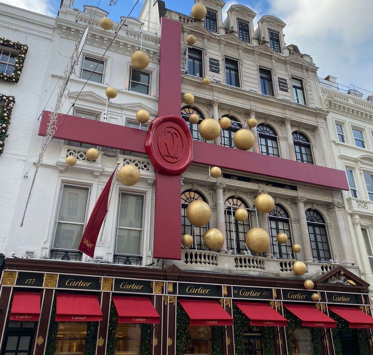 Cartier in New Bond Street was wrapped up like a giant Christmas present