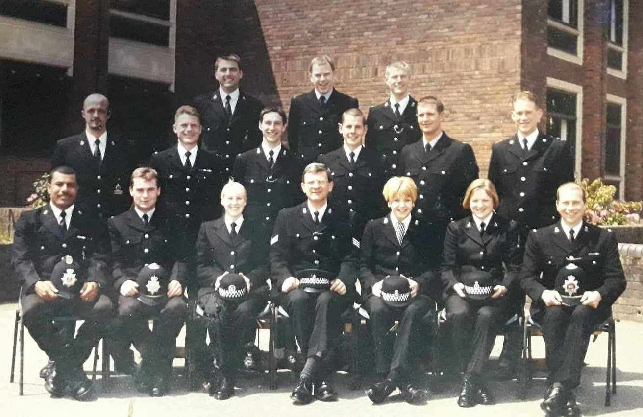 Tim Vereivalu on the left in his passing out class at the Kent Police Training School