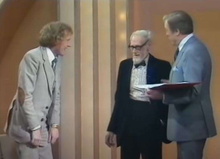 Eamonn Andrews surprised Rod Hull with the big red book in 1982 for This Is Your Life. One of the guests was Rod's dad Len. Picture: Rod Hull: A Bird in the Hand/Channel 4