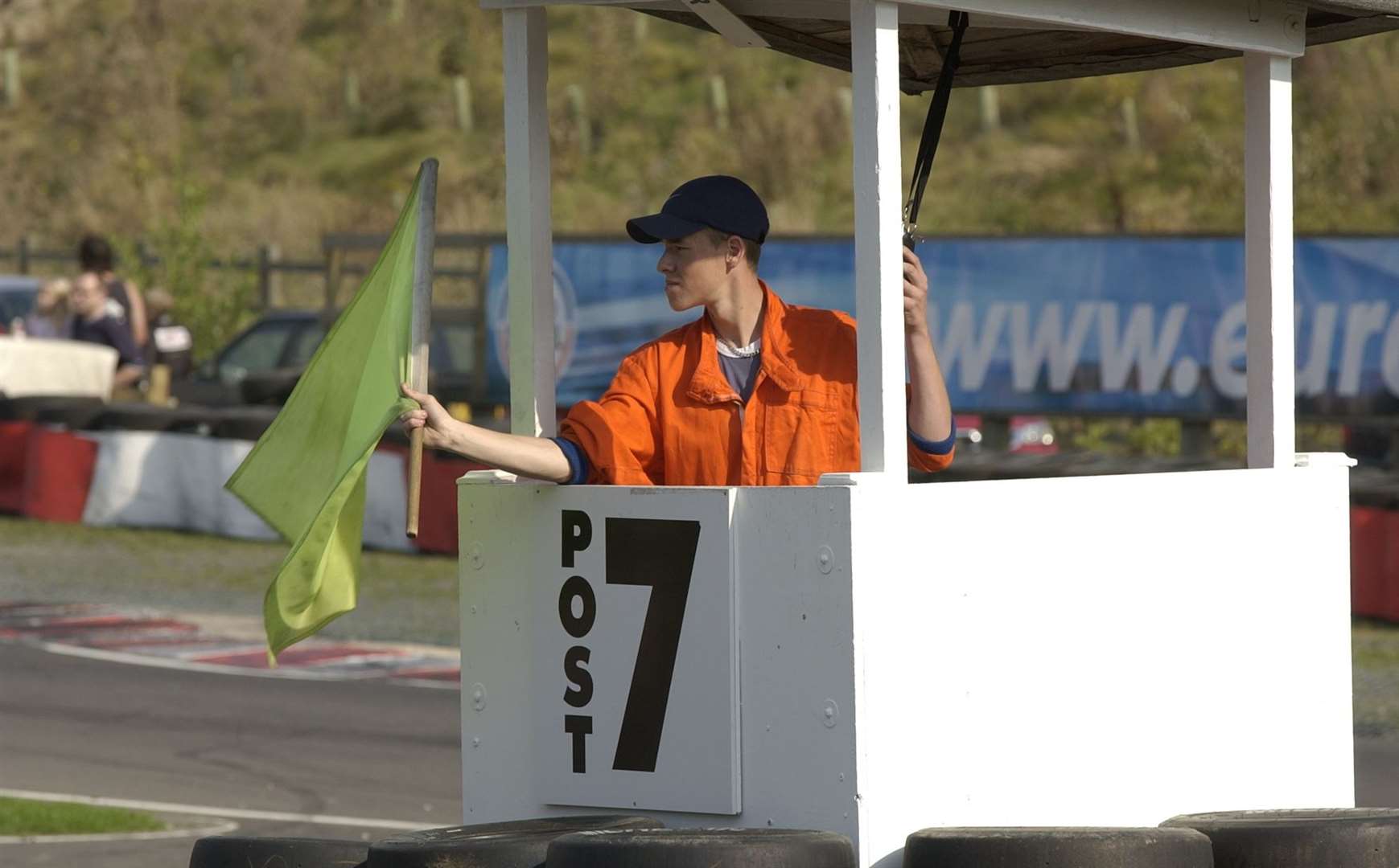 Buckmore bosses have cut dozens of jobs since the pandemic began; this marshal was kept busy during the circuit's 40th anniversary meeting in 2003