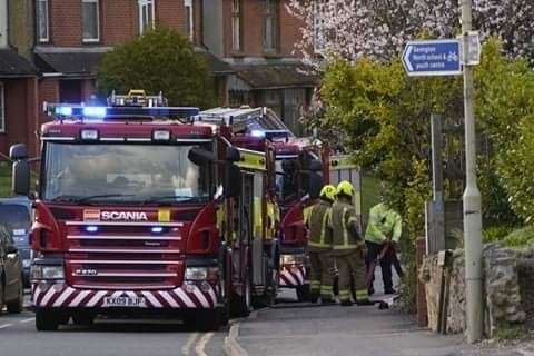 Fire crews at the scene in Hythe Road. Picture: Andy Clark