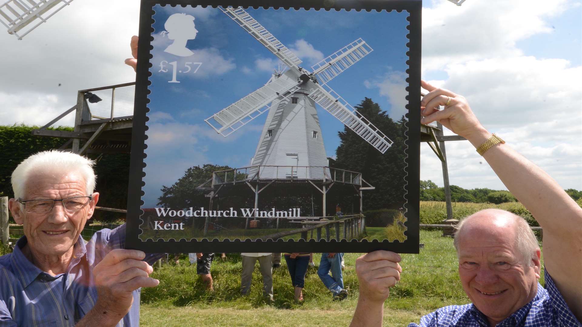 Ken Carley and Mel Bailey of the Friends of Woodchurch Windmill at the stamp launch Picture: Gary Browne
