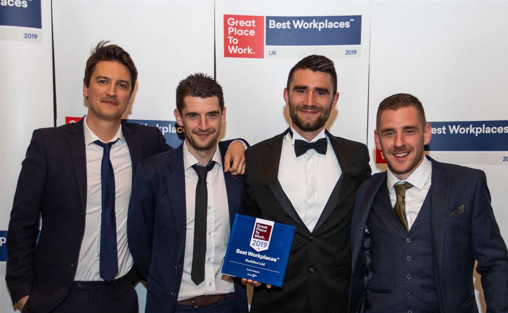 Luke with three other Reddico directors at UK's Best Workplace 2019 awards