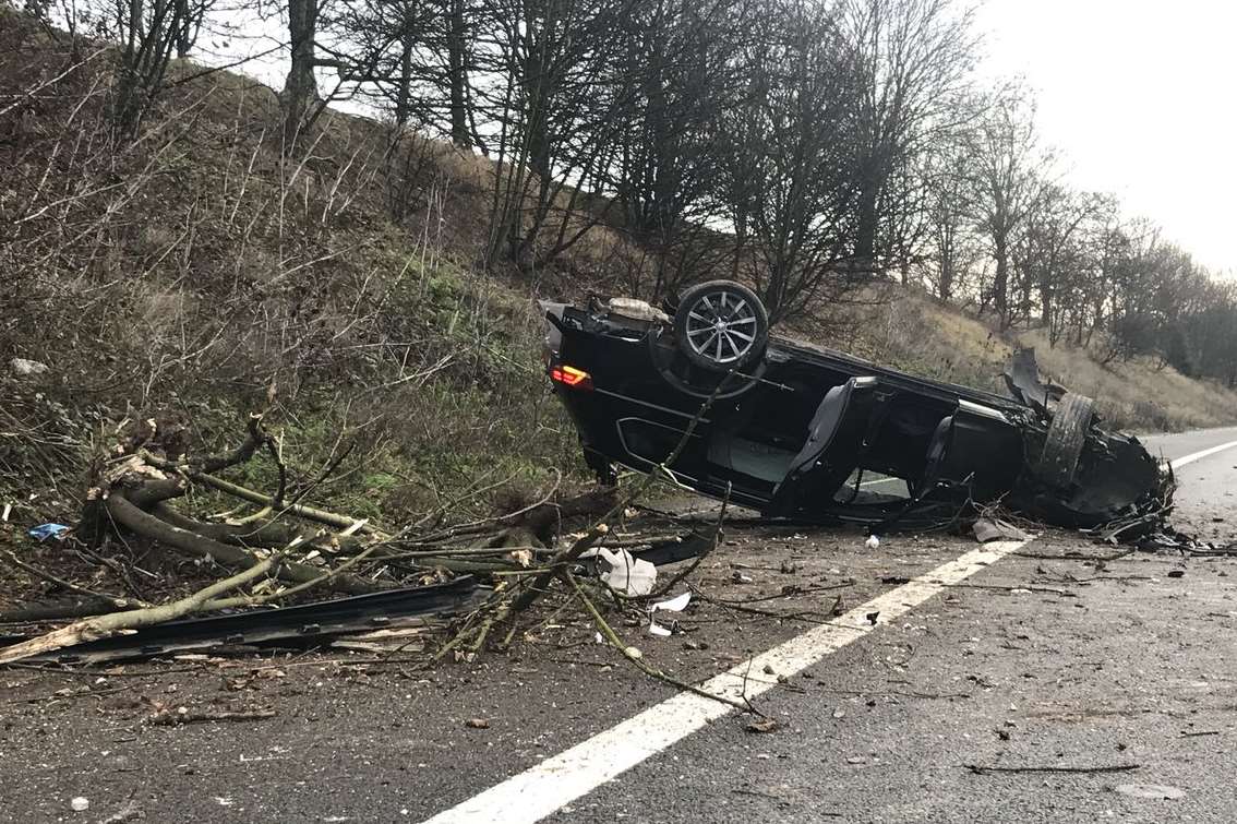 The car on its roof. Picture: Kent Police RPU