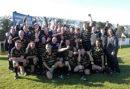Canterbury celebrate achieving National League status. Picture: BARRY DUFFIELD