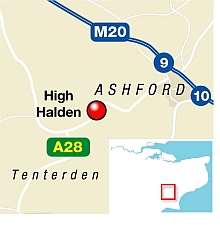 The crash happened in the Harbourne Lane area of High Halden. Graphic: Ashley Austen