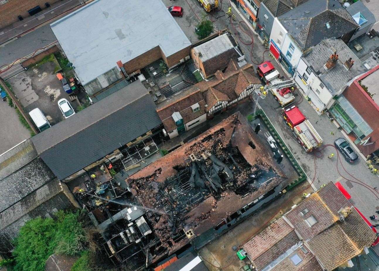 Drone pictures of the damage to Mu Mu after a fire at the bar. Pictures: UKNiP