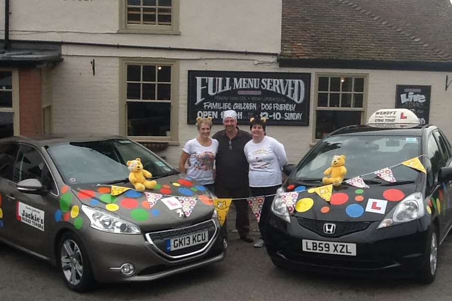 The learner cars have been covered in spots donated by a local craft company