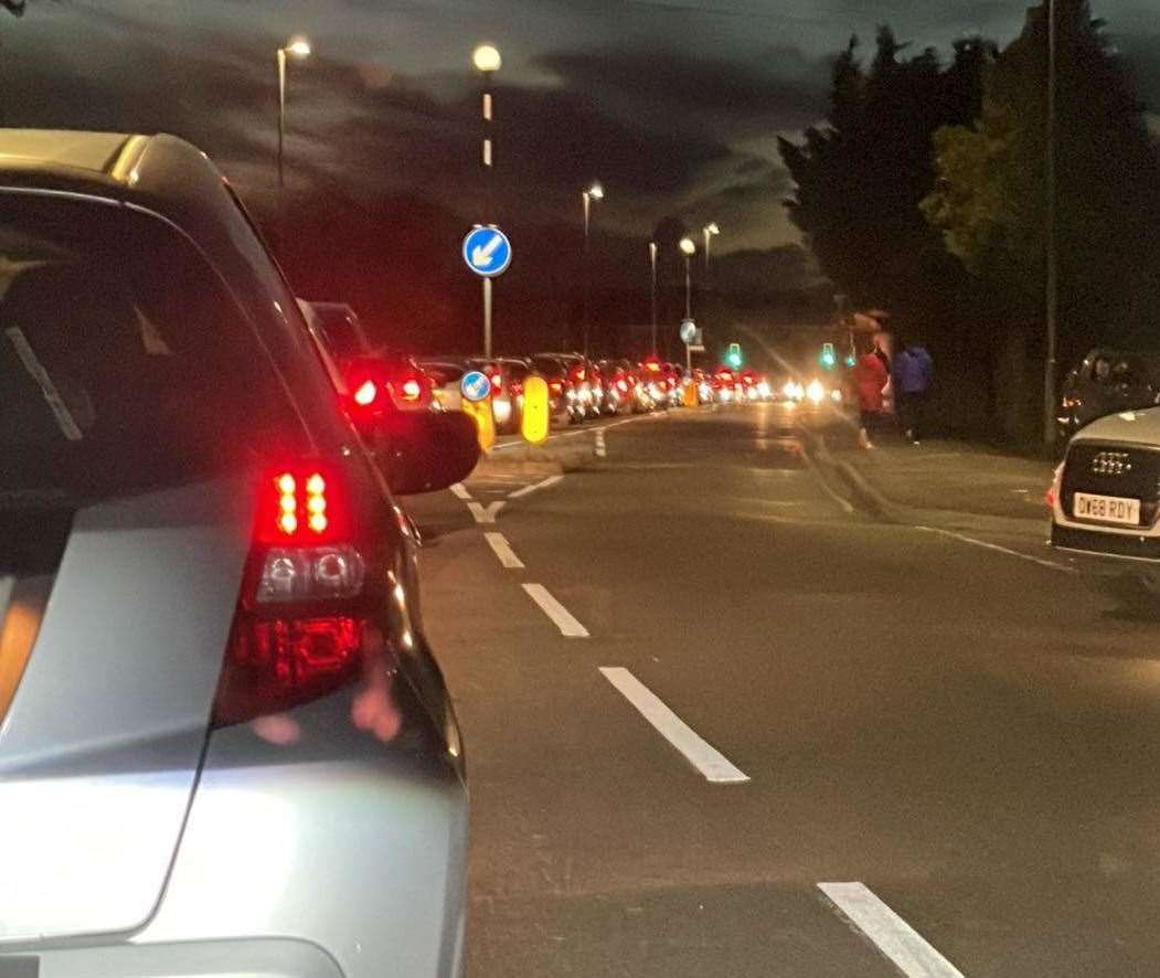 A queue for fuel in Brookfield Road, Ashford. Picture: Scott Champion