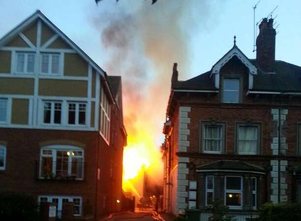 The warehouse blaze in Tunbridge Wells. Picture: @ELFIGO